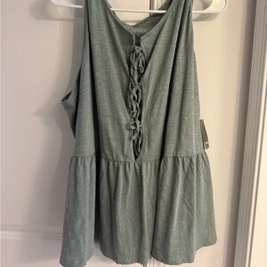 Torrid Sage Green Lace-Up Blouse